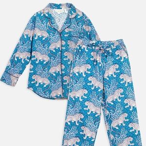 Print Fresh Long Sleeve Organic Cotton PJ Set Women's Large Blue Bagheera